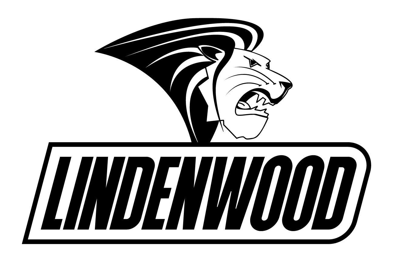 mascot head with wordmark, black/white on white variant, cell 5