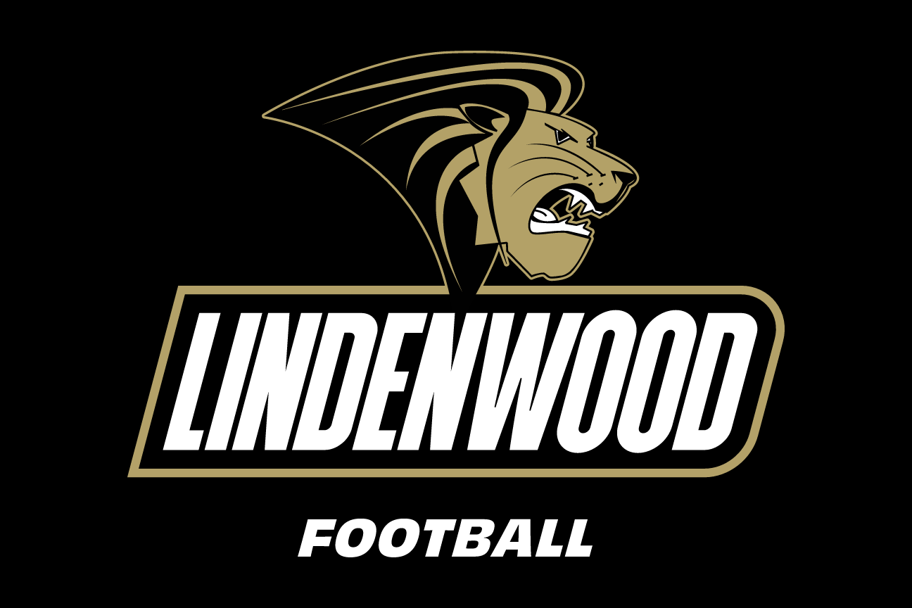 Lindenwood Football, primary lockup on black variant, cell 36