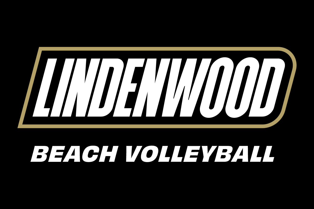 Lindenwood Beach Volleyball, wordmark lockup on black variant, cell 65