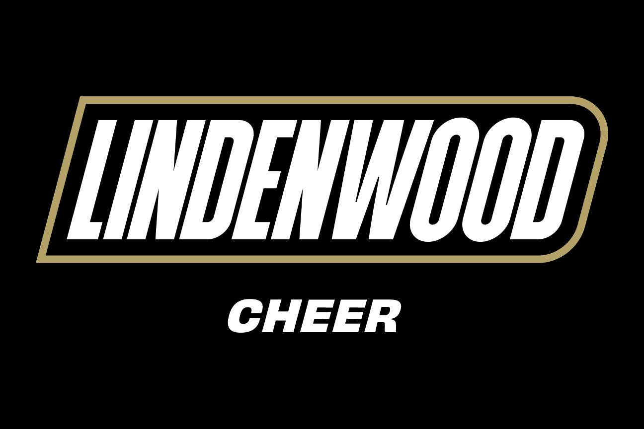 Lindenwood Cheer, wordmark lockup on black variant, cell 73
