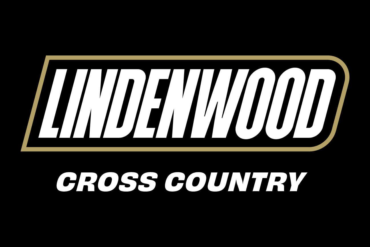 Lindenwood Cross Country, wordmark lockup on black variant, cell 77