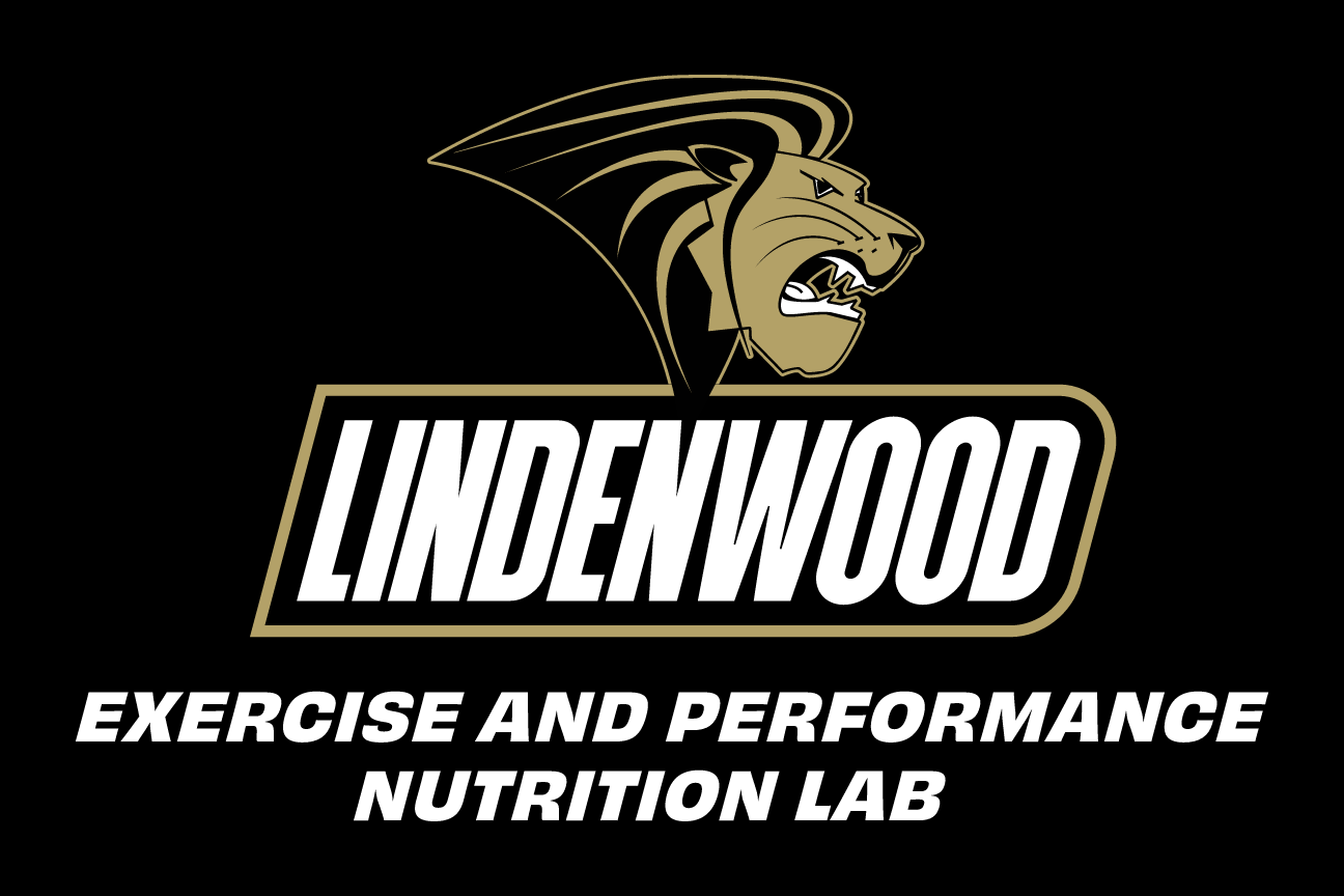 Lindenwood Exercise and Performance Nutrition Lab, primary lockup on black variant, cell 88