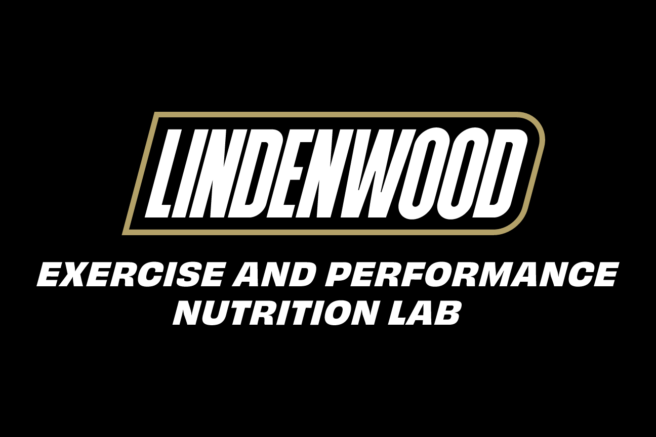 Lindenwood Exercise and Performance Nutrition Lab, wordmark lockup on black variant, cell 89