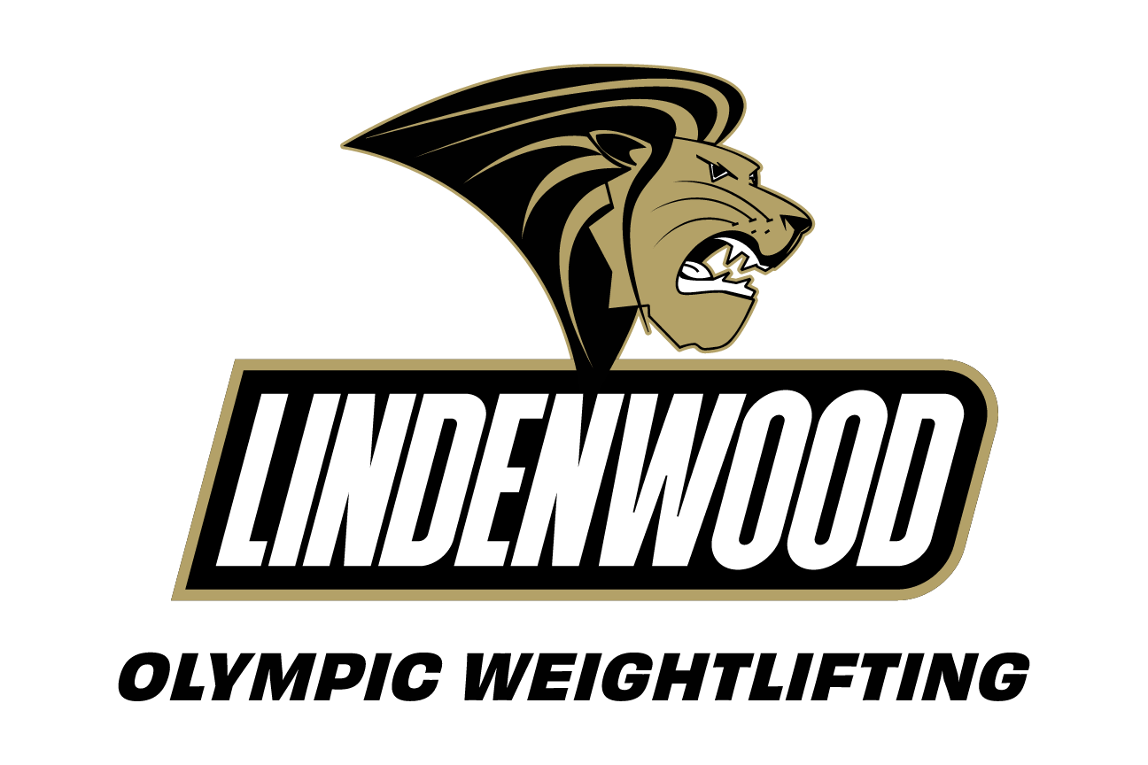Lindenwood mascot and wordmark with sport name, Olympic Weightlifting variant, cell 102