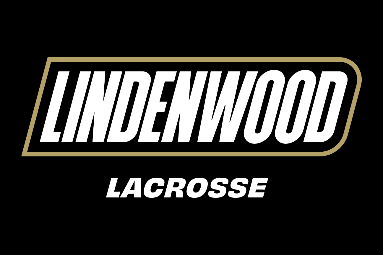 Lindenwood wordmark with sport name, Lacrosse, reverse variant, cell 101