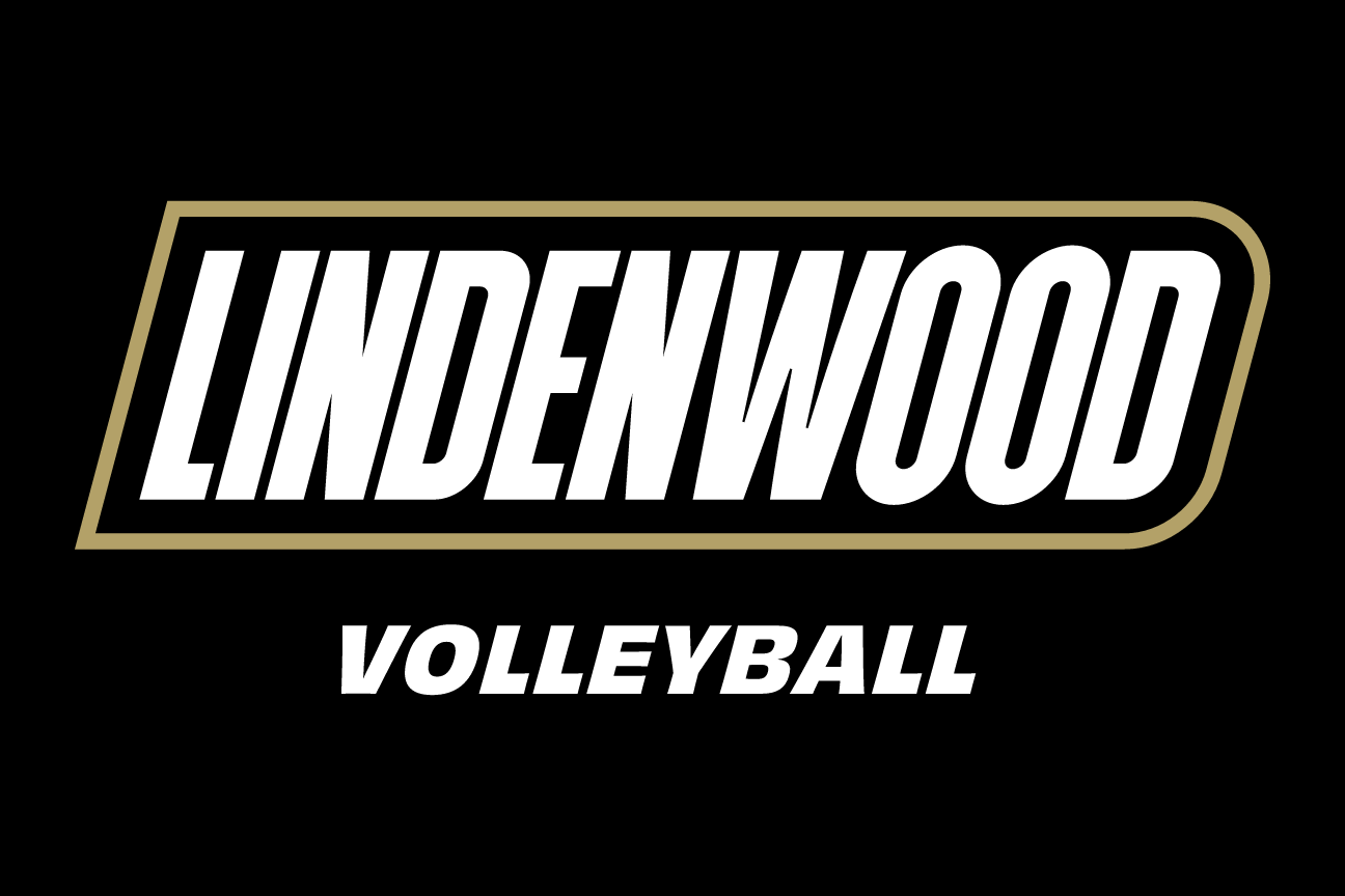 Lindenwood wordmark with sport name, Volleyball, reverse variant, cell 137