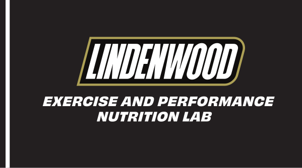 Lindenwood Exercise and Performance Nutrition Lab, wordmark lockup on black variant, cell 89