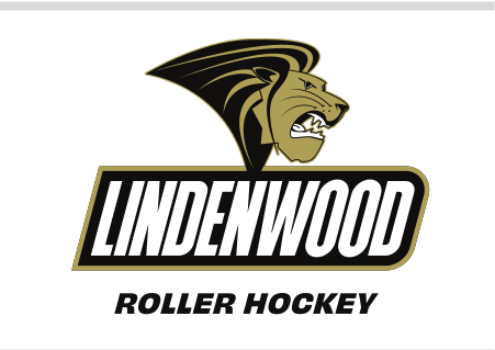 Lindenwood mascot and wordmark with sport name, Roller Hockey variant, cell 106