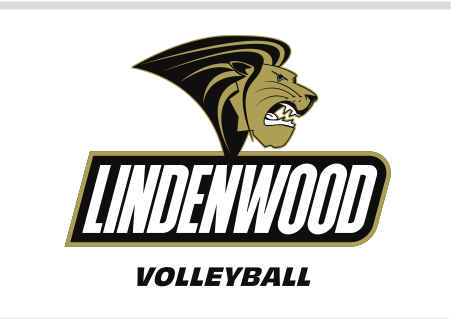 Lindenwood mascot and wordmark with sport name, Volleyball variant, cell 134