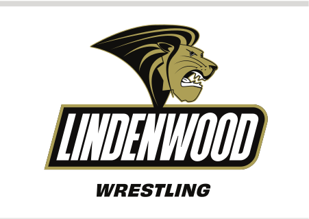 Lindenwood mascot and wordmark with sport name, Wrestling variant, cell 138