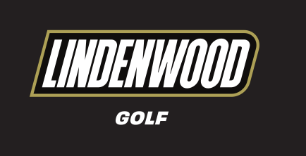 Lindenwood wordmark with sport name, Golf, reverse variant, cell 93