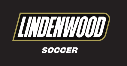 Lindenwood wordmark with sport name, Soccer, reverse variant, cell 121