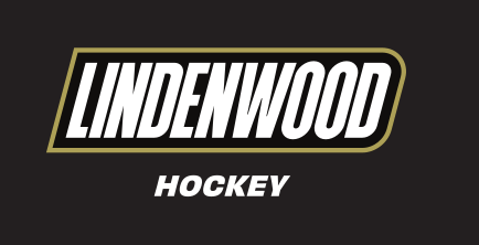 Lindenwood wordmark with sport name, Hockey, reverse variant, cell 97