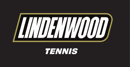 Lindenwood wordmark with sport name, Tennis, reverse variant, cell 129