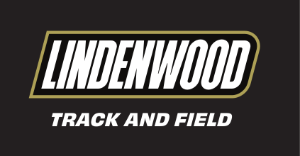 Lindenwood wordmark with sport name, Track and Field, reverse variant, cell 133
