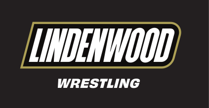 Lindenwood wordmark with sport name, Wrestling, reverse variant, cell 141