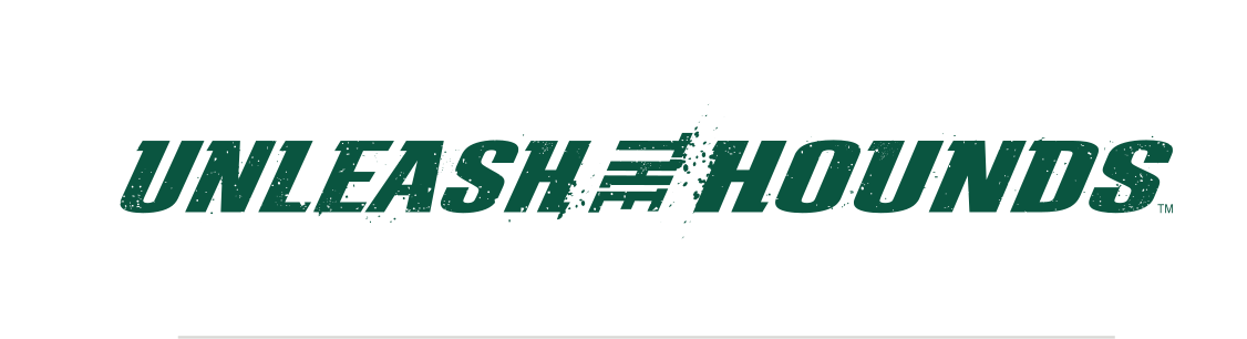 wordmark Unleash the Hounds, green and black variant, cell 8