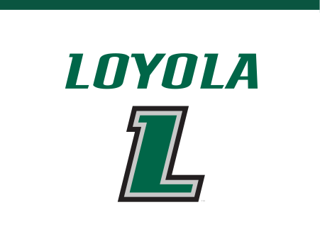 LOYOLA wordmark with L lettermark, green/black variant, cell 28