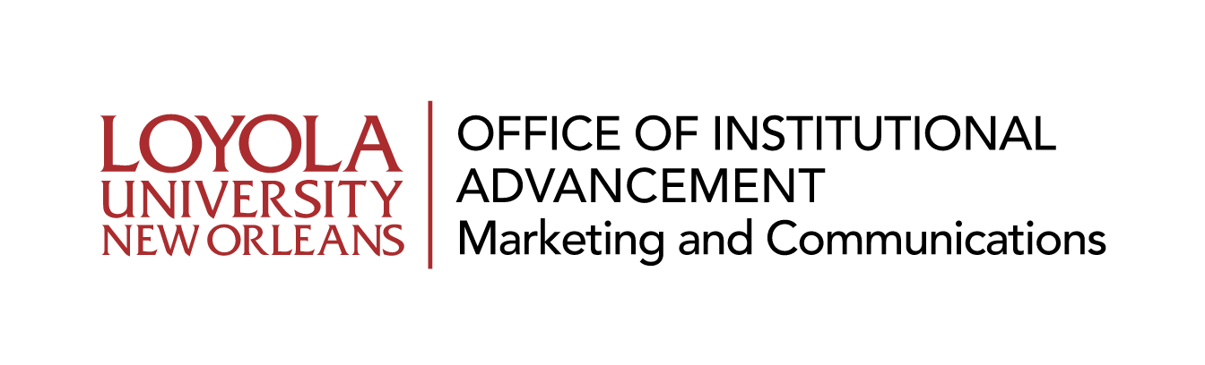 Loyola University New Orleans, lockup with Office of Institutional Advancement Marketing and Communications variant