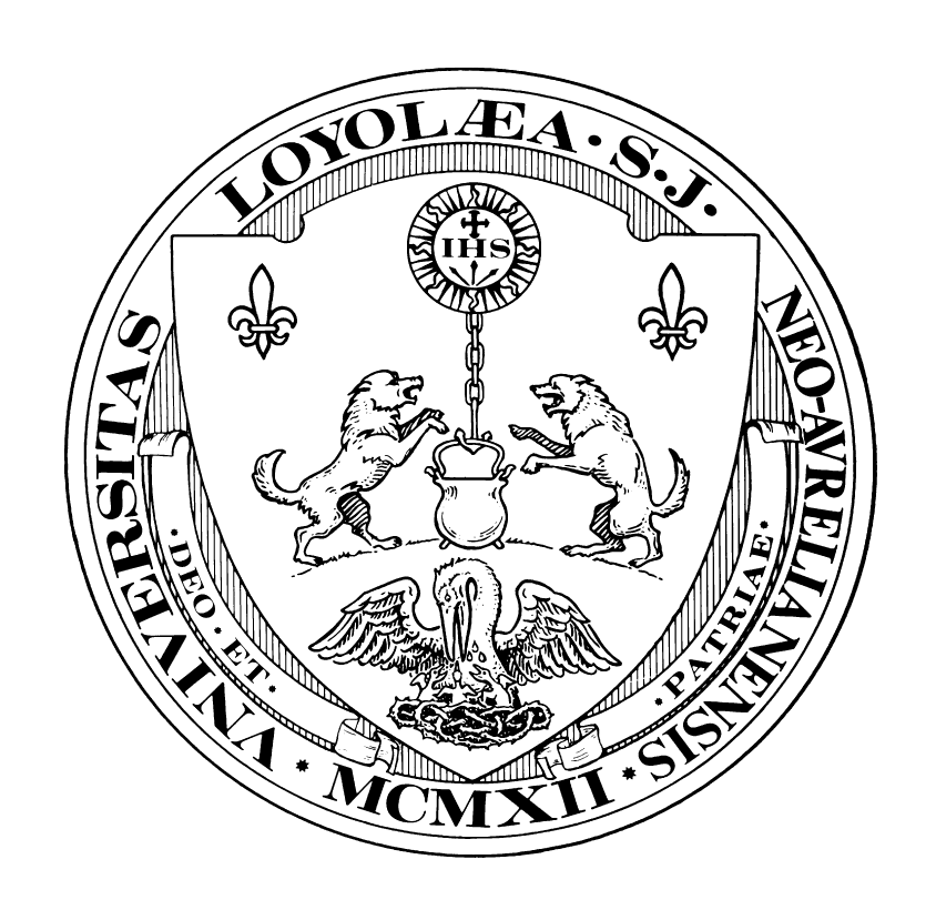 Loyola University New Orleans Official Presidential Seal, black and white variant