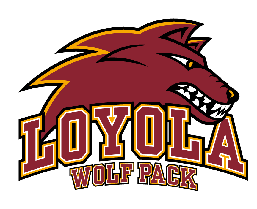 Loyola Wolf Pack logo, full color, with 'Wolf Pack' variant