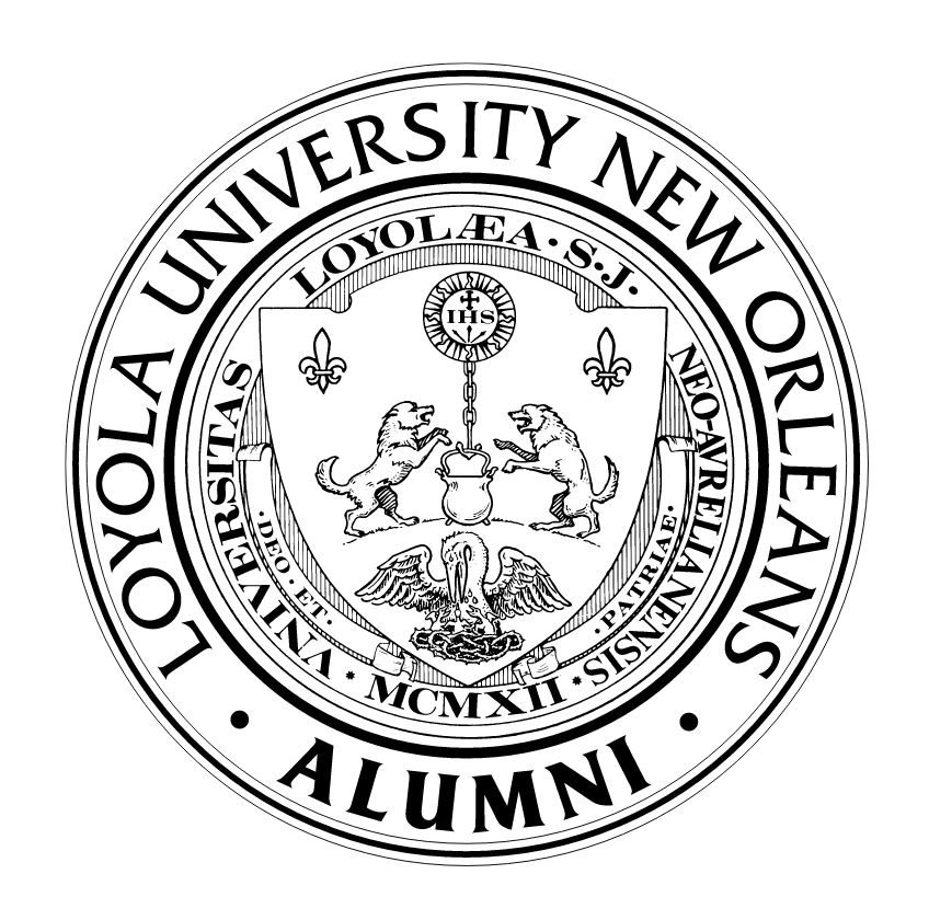 Loyola University New Orleans Alumni Association Seal, one color (black) variant