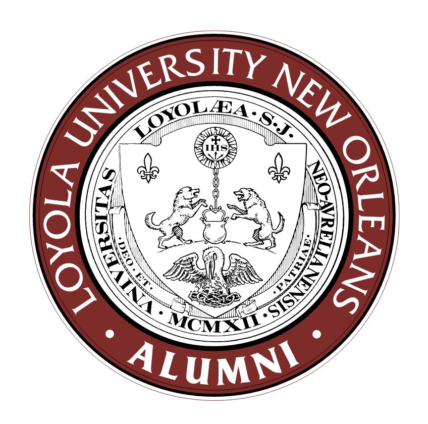 Loyola University New Orleans Alumni Association Seal, two color (maroon and black) variant