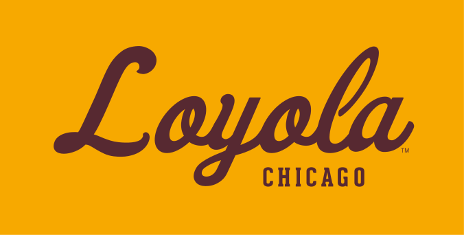 Loyola Chicago wordmark, maroon and white on gold variant, cell 5