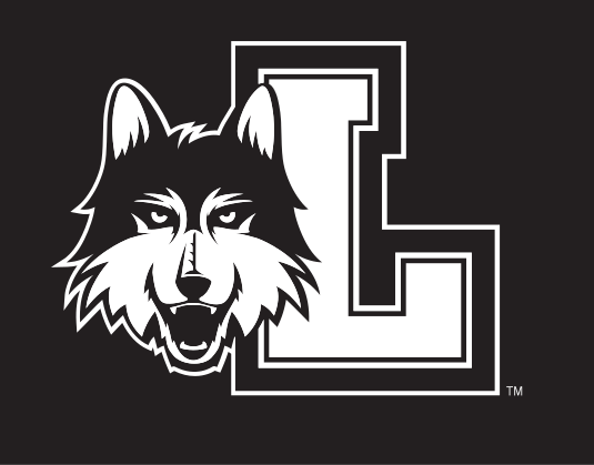 Wolf head and L lettermark, white and black on black variant, cell 9