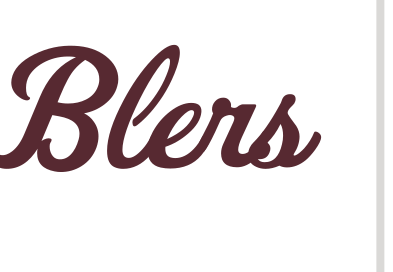'Blers script wordmark, maroon variant, cell 21