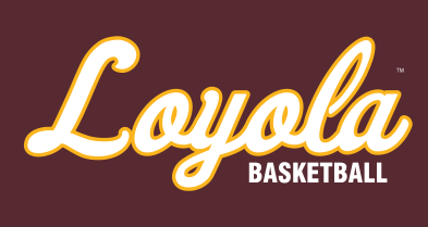 Loyola Basketball wordmark, gold and white on maroon variant, cell 24