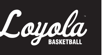 Loyola Basketball wordmark, white on black variant, cell 26