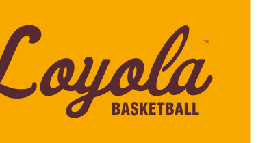 Loyola Basketball wordmark, maroon and white on gold variant, cell 27