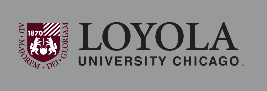 Loyola University Chicago primary logo, 2-color on grey variant, cell 35