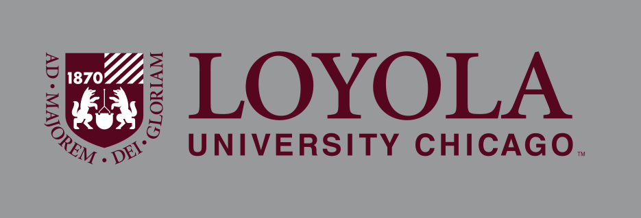 Loyola University Chicago primary logo, maroon on grey variant, cell 37