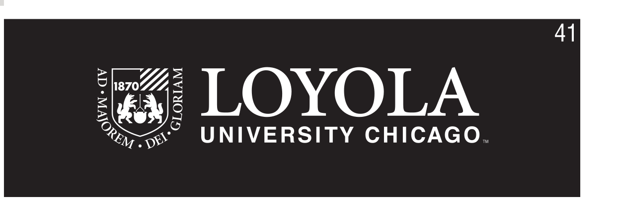 Loyola University Chicago primary logo, white on black variant, cell 41