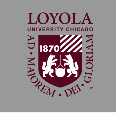 Loyola University Chicago secondary logo, 2-color on grey variant, cell 45