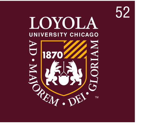 Loyola University Chicago secondary logo, white on maroon variant, cell 52