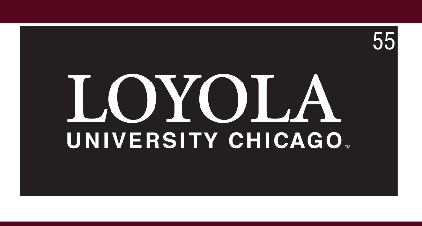 Loyola University Chicago wordmark, white on black variant, cell 55