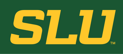 SLU lettermark, italic slab-serif gold on green variant, cell 52