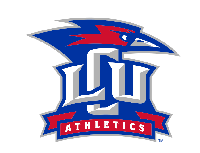 LCU Athletics mascot logo, bird over lettermark with banner, full color variant, cell 11