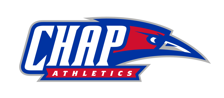 Chap Athletics wordmark with mascot head, horizontal, alternate variant, cell 25