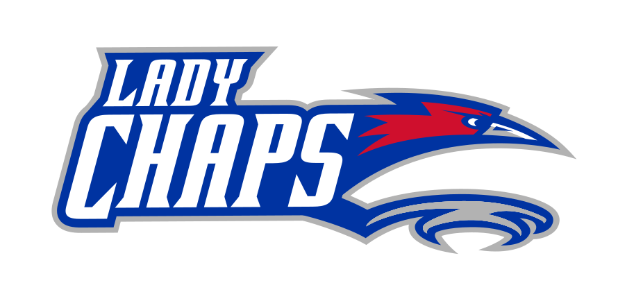 Lady Chaps wordmark with mascot head, horizontal, alternate variant, cell 30