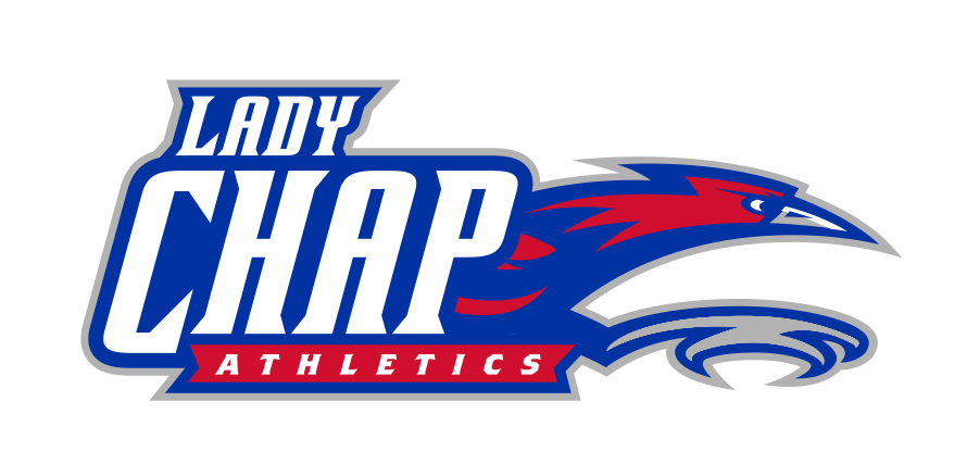 Lady Chap Athletics wordmark with mascot head, horizontal variant, cell 31
