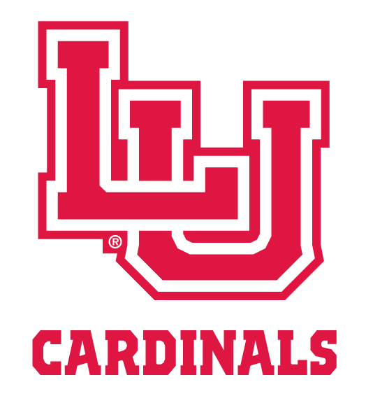 LU monogram with Cardinals sub-text, red outline variant