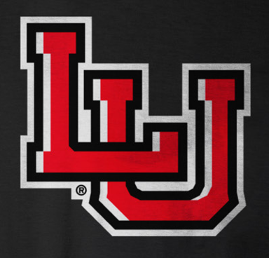 LU lettermark, full color on black background variant