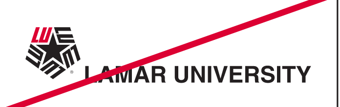 Lamar University logo, realigned or repositioned parts variant