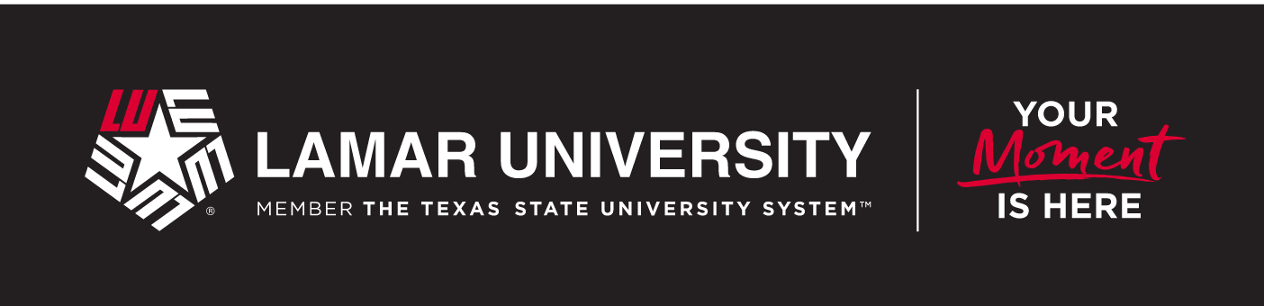 Lamar University Logo with Tagline, reverse on black variant