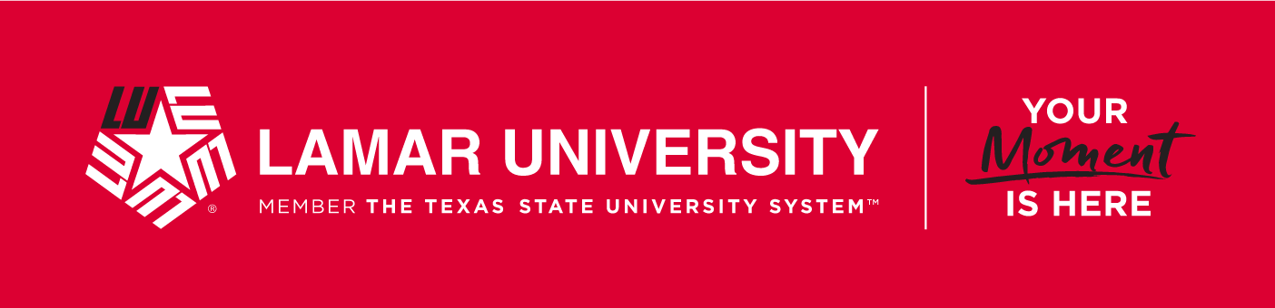 Lamar University Logo with Tagline, reverse on red variant