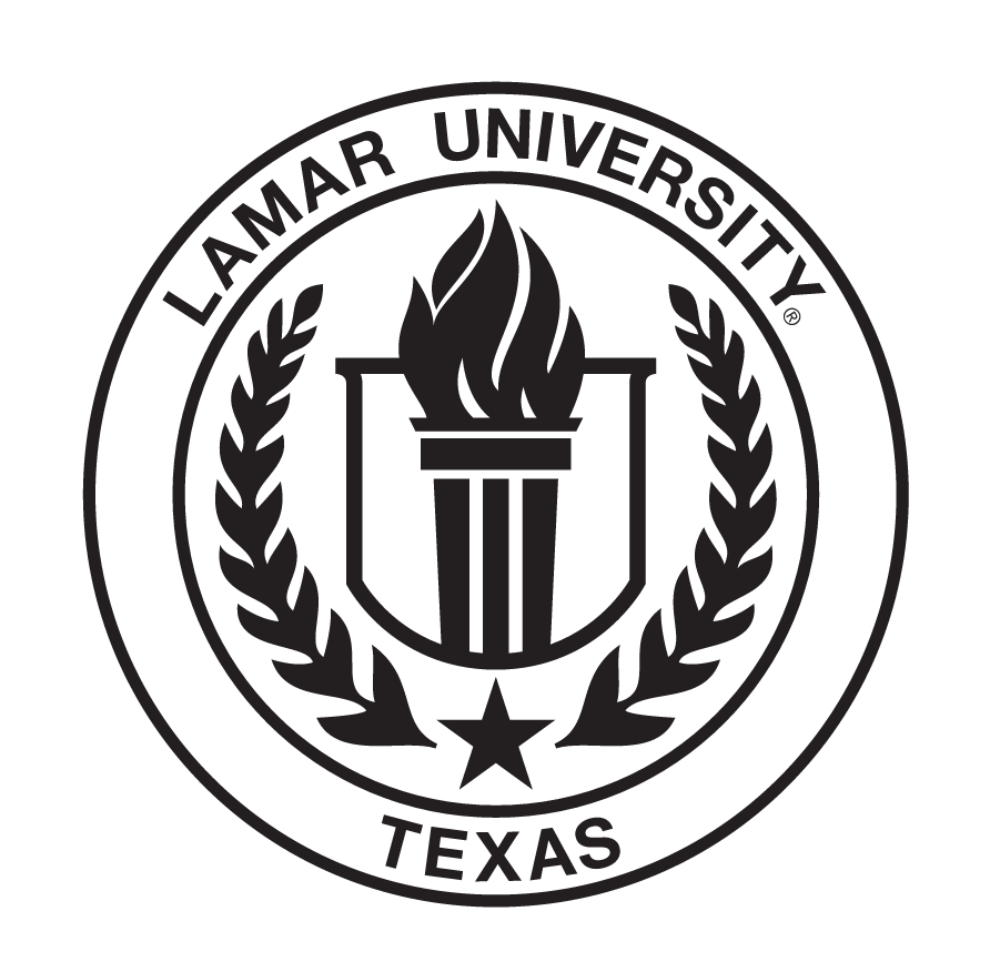 Lamar University Seal, black and white variant